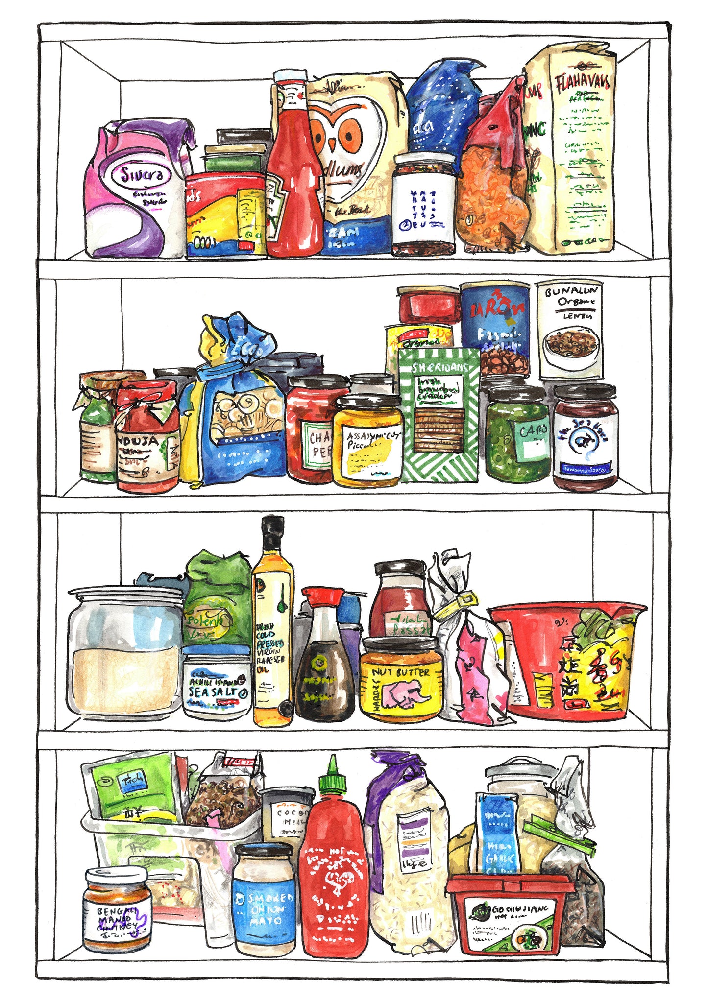 The modern Irish pantry print by Nicky Hooper